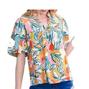THML Multicolor Tropical Printed Top size S